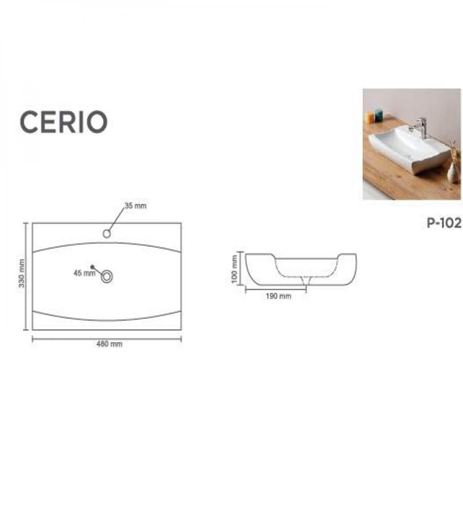 CERIO V-6012 Table Top Basin | Glossy