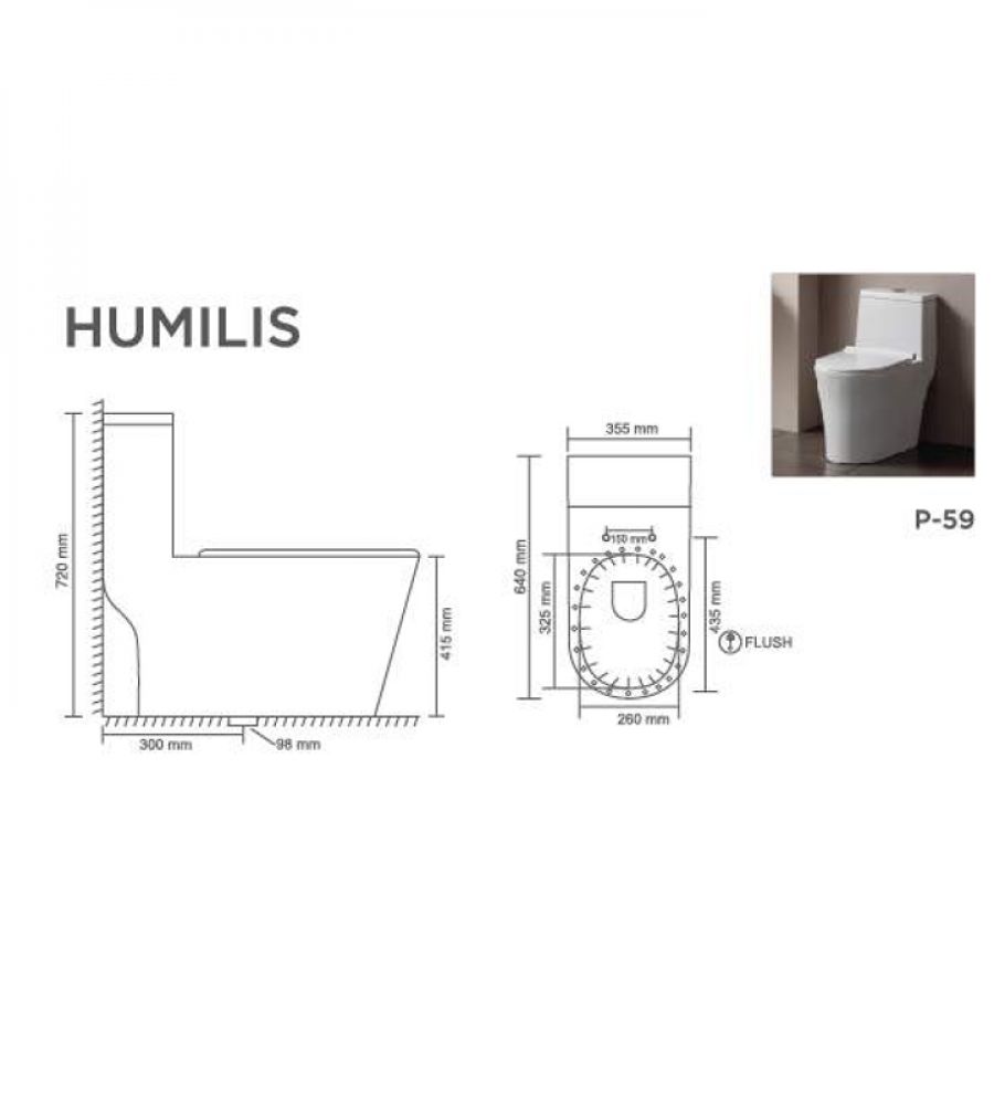 HUMILIS V-10005 Floor Mounted Water Closet | Siphonic System