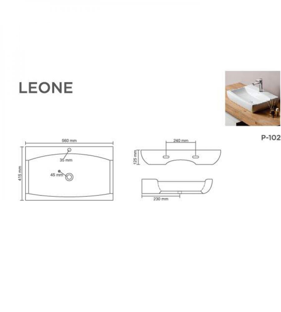 LEONE V-6017 Table Top Basin | Glossy Collection