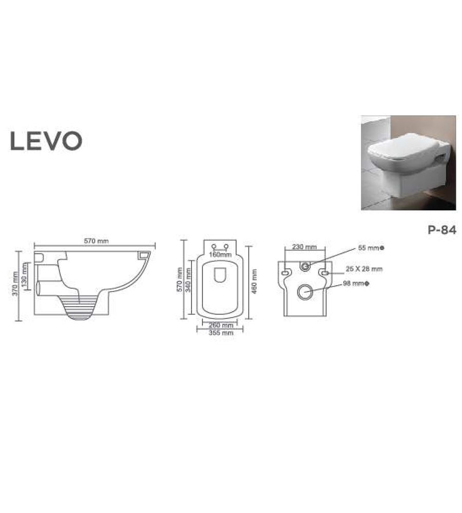 LEVO V-9006 | Alaska White | Wall Hung | Water Closet