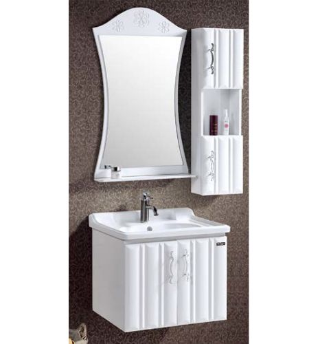 NP-3026 Bathroom Vanity With Washbasin, Mirror and Side Cabinet | PVC Wall mounted Vanity