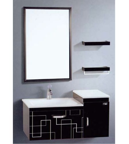 NS-138 Bathroom Vanity with Mirror and Shelves pair | Stainless Steel Vanity wall mounted