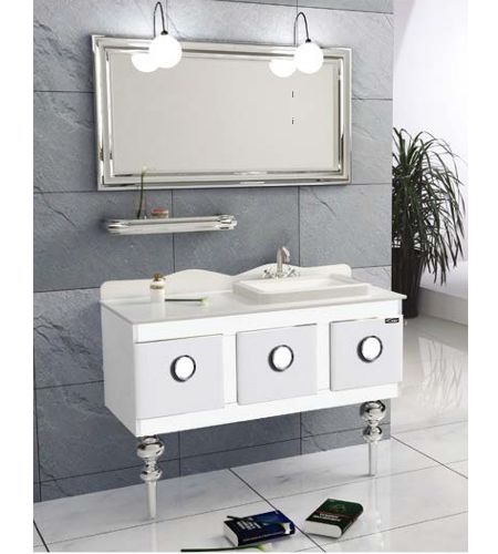 NS-310 Bathroom Vanity With self and mirror | Floor mounted Stainless steel Vanity