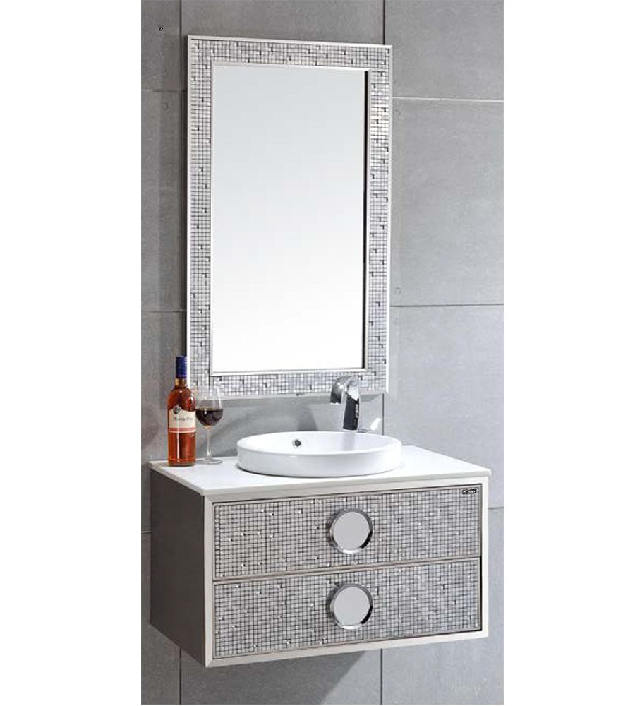 NS-130 Bathroom Vanity with Table top Basin | Wall mounted Stainless Steel Vanity