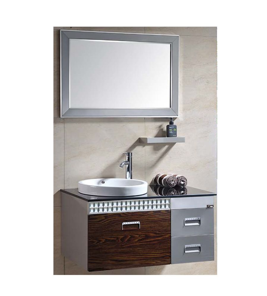 NS-140 Bathroom Vanity With mirror and Self | Stainless Steel Wall mounted vanity