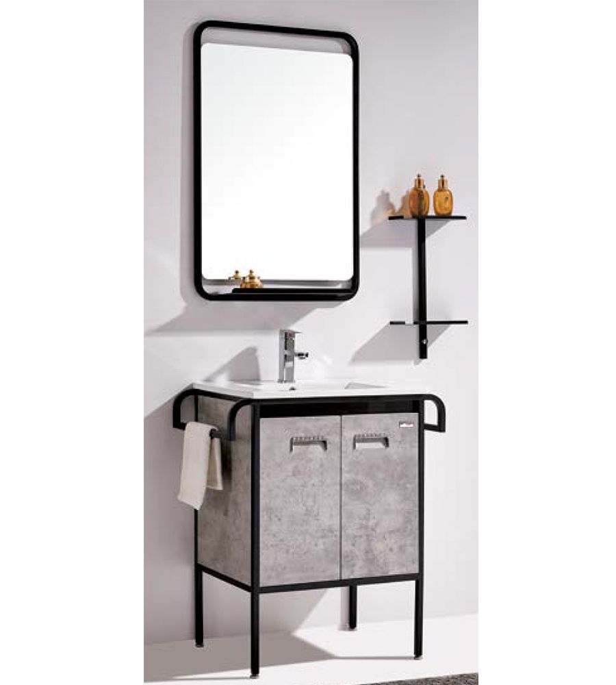 NS-940 Bathroom Stainless Steel Vanity With Mirror and side self | Floor  mounted