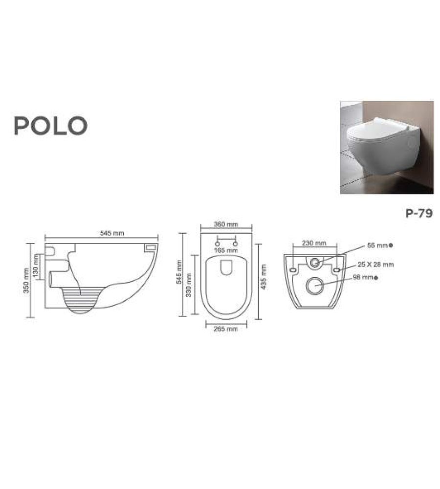 POLO V-9005 | WITH SLIM SEAT COVER | Wall Hung