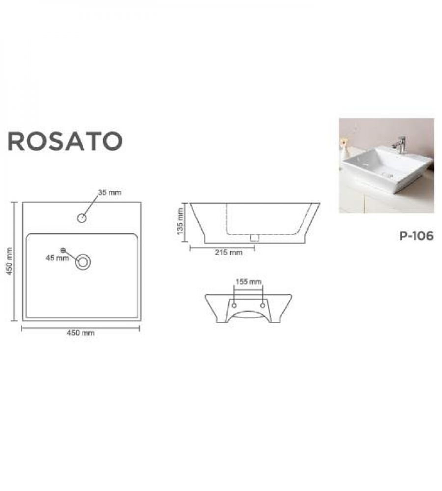ROSATOV-6033 Table Top Basin | Wash Basin | Glossy