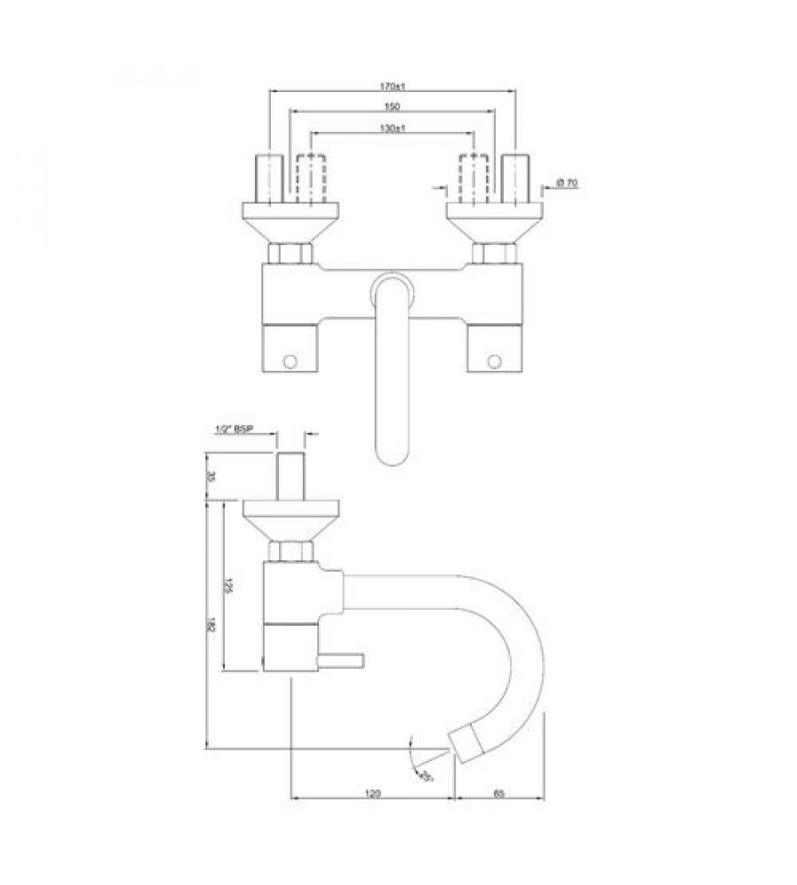 Sink Mixer | FLR-5309N|  with Connecting Legs & Wall Flanges