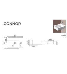 CONNOR V-2003 Corner Wall-hung / Wall-mounted Basin