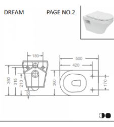 DREAM PLUS GG/WH/55021 Wall Hung | Tornado flush | Rimless Design