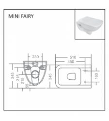 MINI FAIRY GG/WH/55002 Wall Hung with Slim PP Seat Cover