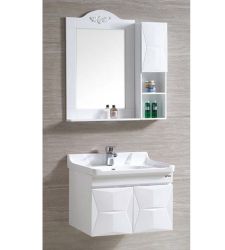 NP-1015 Bathroom vanity with washbasin, mirror and side cabinet | PVC wall mounted vanity