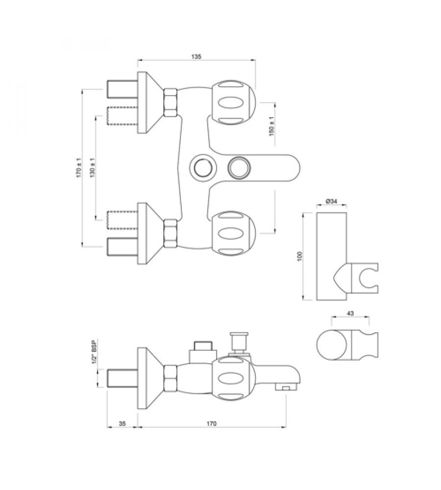 Wall Mixer with Telephone Shower Arrangement |CQT-23267